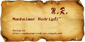 Manheimer Rodrigó névjegykártya